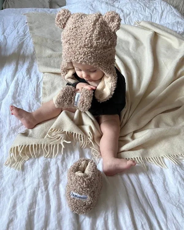 7AM - Baby Booties - Teddy - Oatmeal