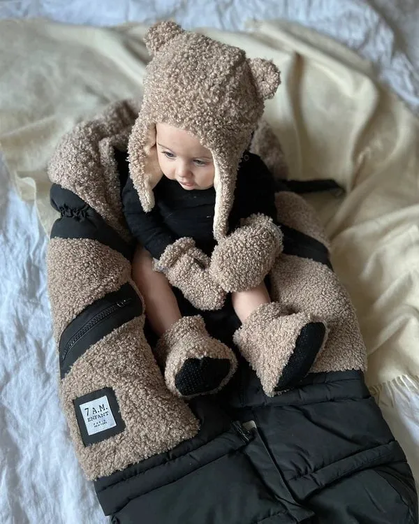 7AM - Baby Booties - Teddy - Oatmeal