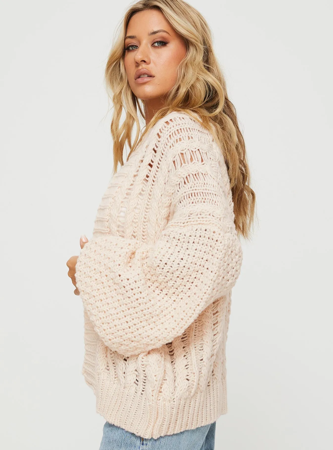 Abner Cable Cardigan Beige