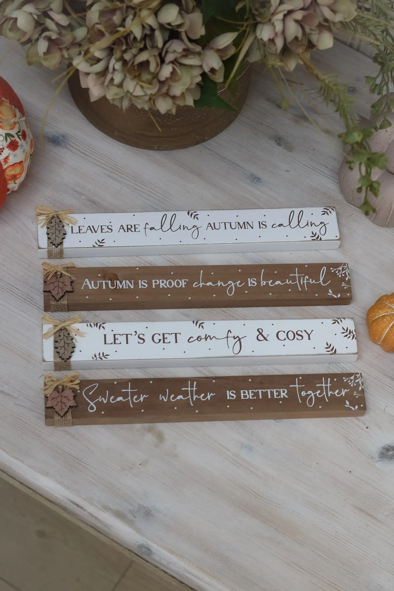 Autumn Leaves Chunky Block Sign