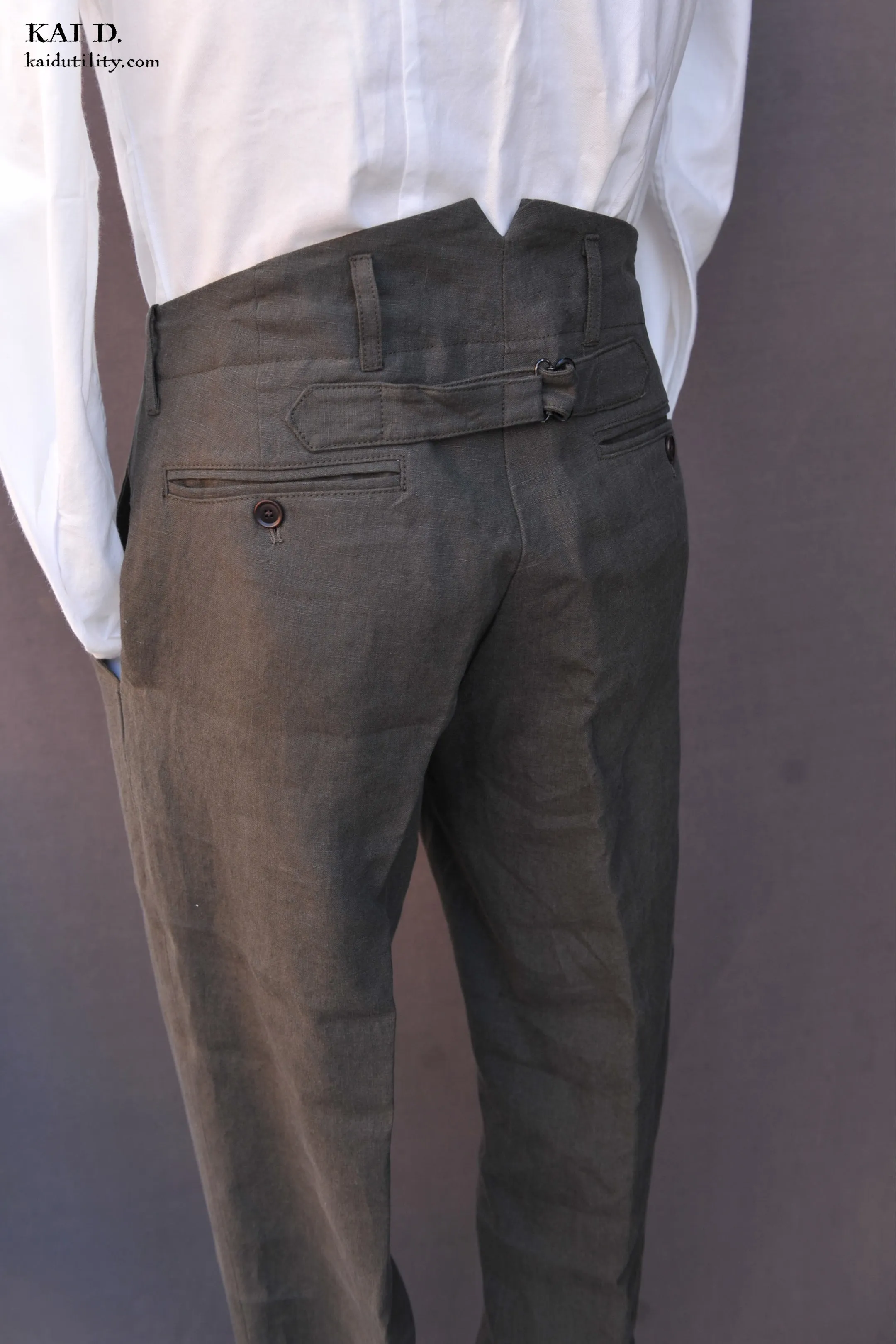 Belgian Linen Borough Pants - Officer Olive - 30, 32, 34, 36, 38