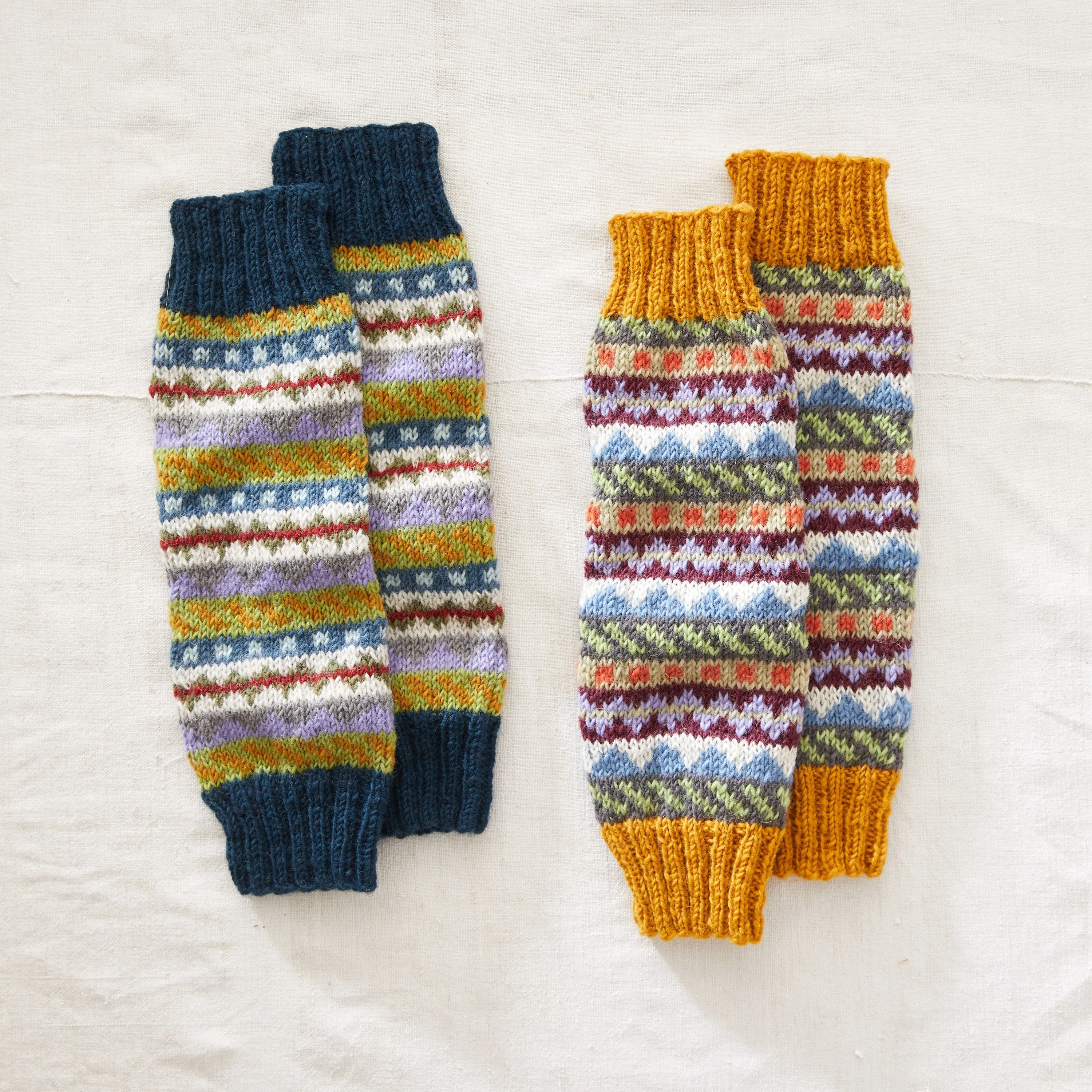 BHAWANA Fair Isle Handknit Waste Wool Legwarmers