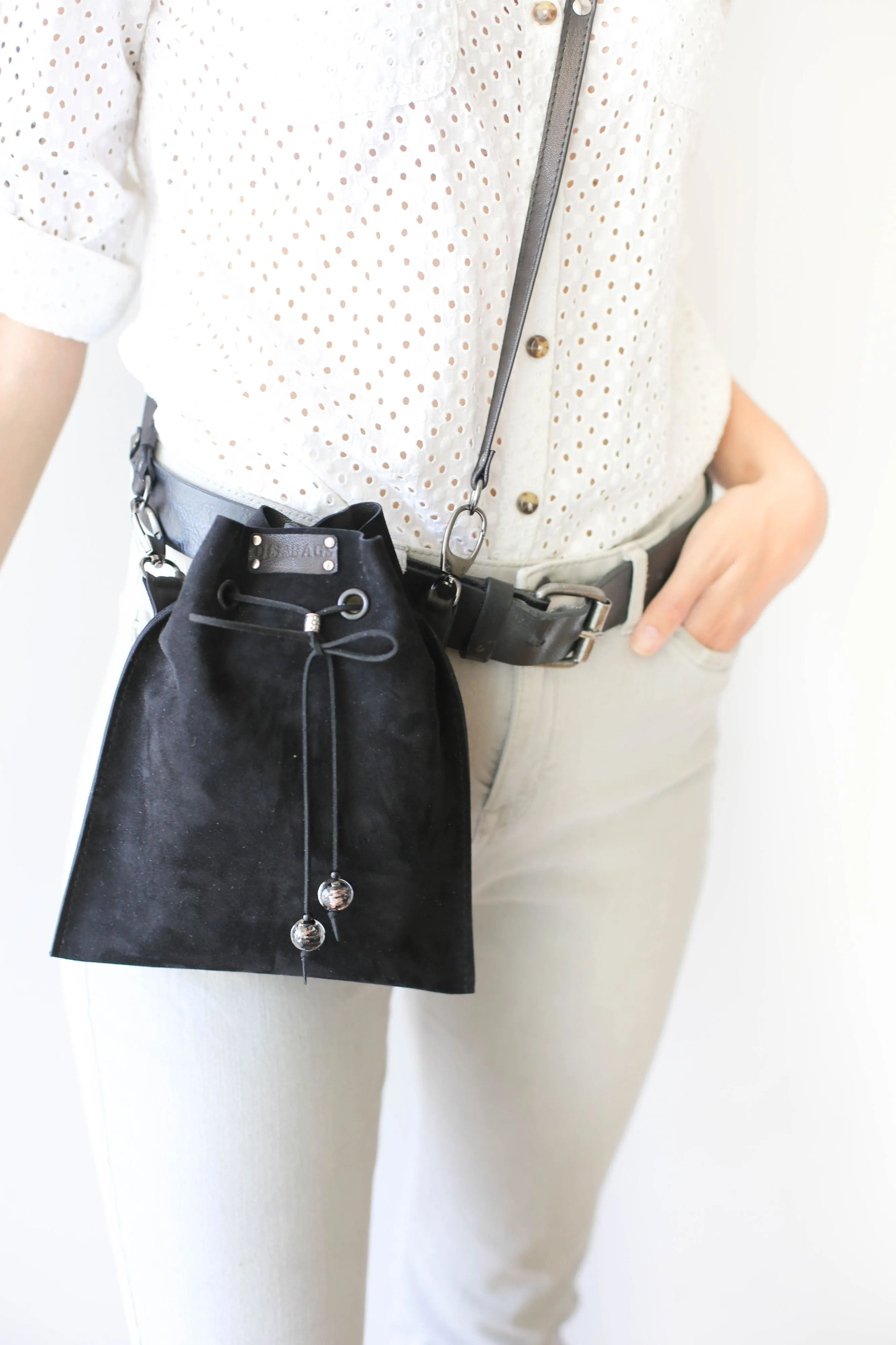 Black Suede Pouch Bag