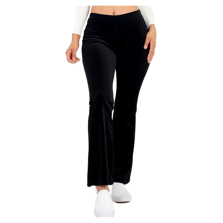 Black Velour Flared Leggings