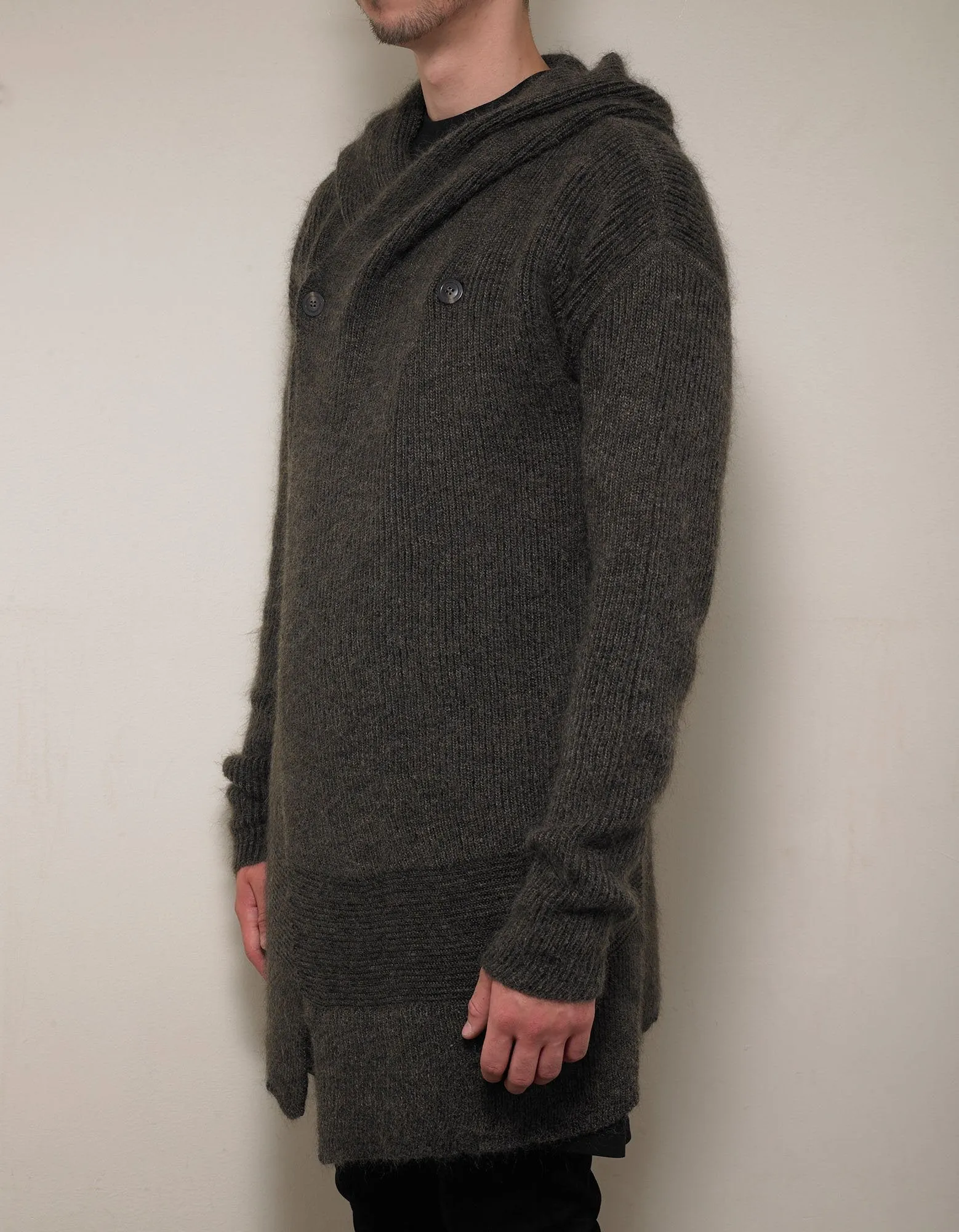 Brown Fisherman Hooded Cardigan