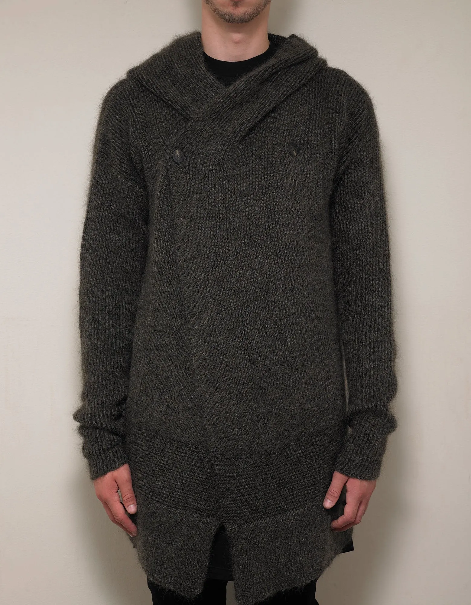 Brown Fisherman Hooded Cardigan