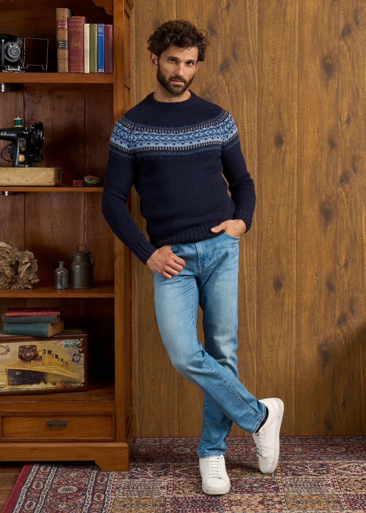 Buckie Shetland Fair Isle Yolk Crew Neck - Concord Base