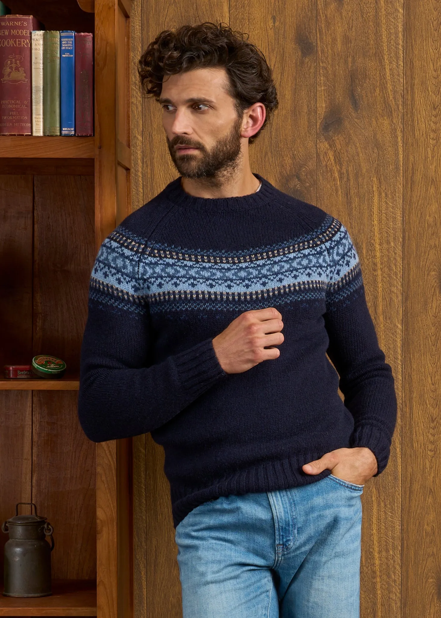 Buckie Shetland Fair Isle Yolk Crew Neck - Concord Base