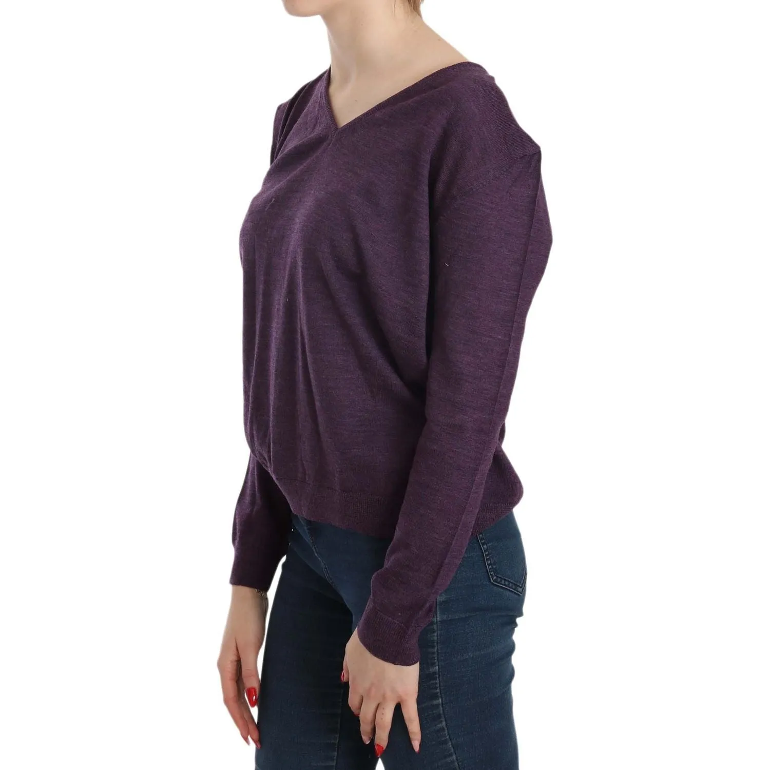 BYBLOS Elegant Purple V-Neck Wool Blouse