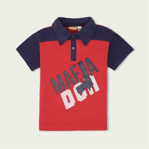 SNK Mafia 007 Mens Polo Shirt in Red with Blue Accents - Size C1489