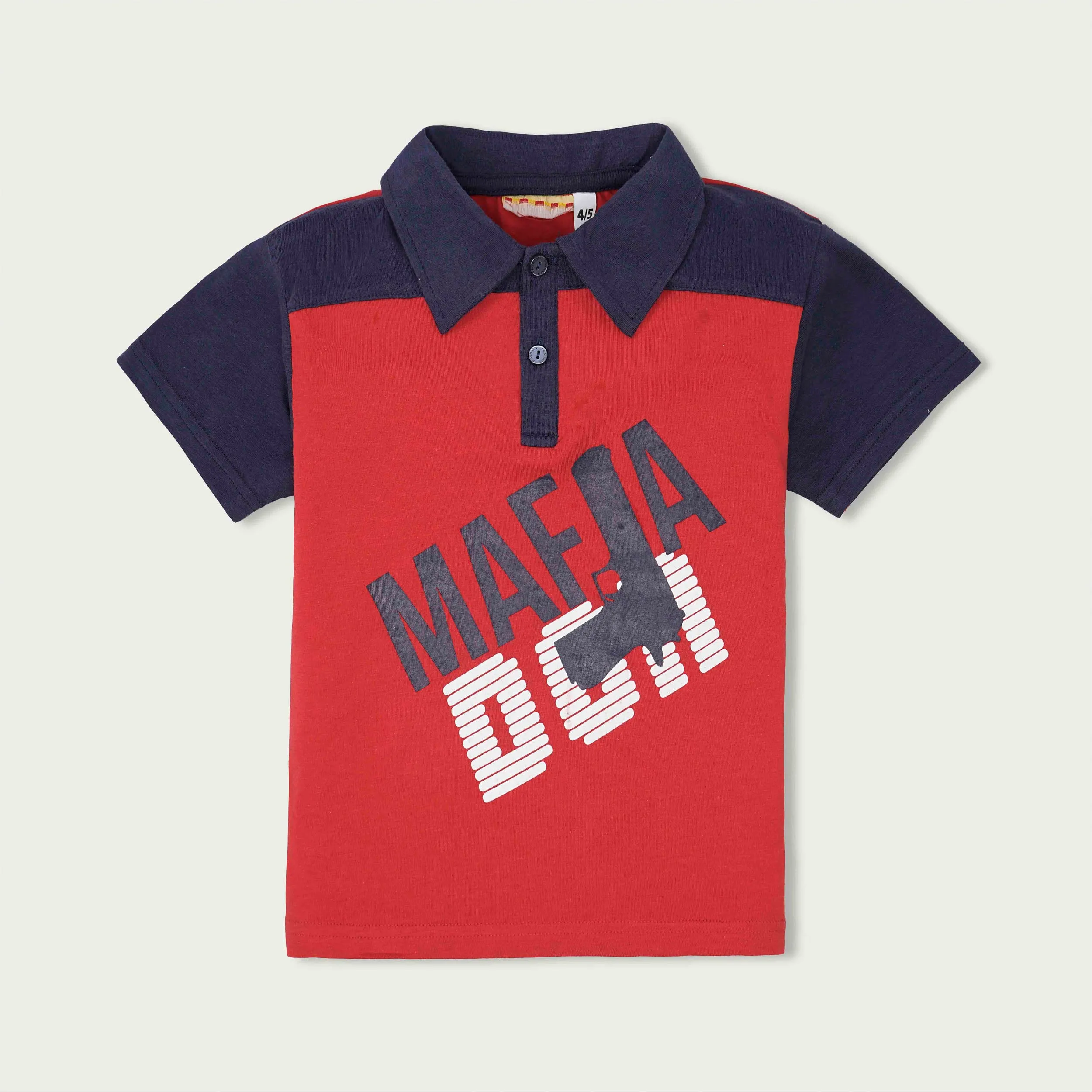 SNK Mafia 007 Mens Polo Shirt in Red with Blue Accents - Size C1489