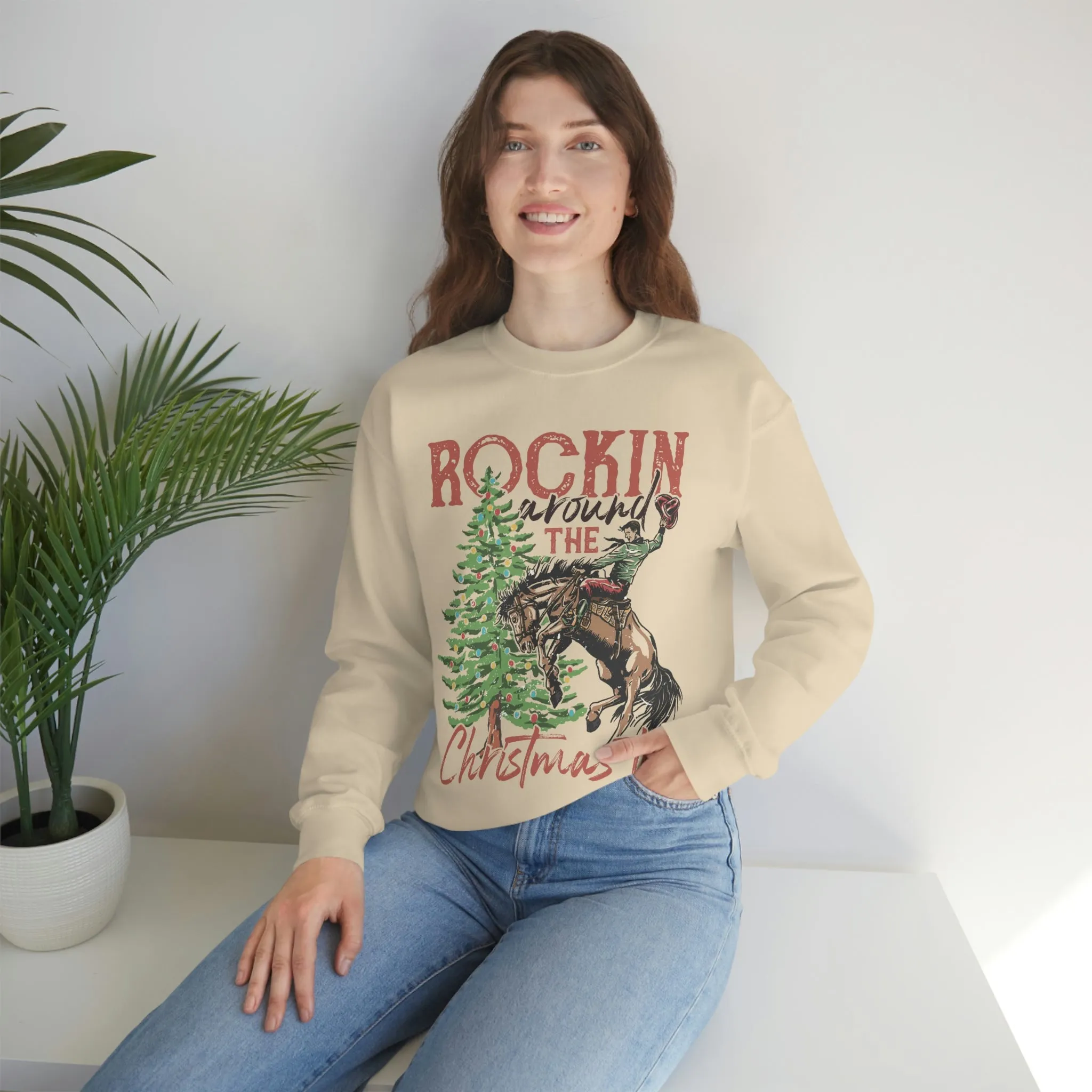 Country Christmas Rockin' around the Christmas Tree Women's Unisex Heavy Blend Crewneck Sweatshirt