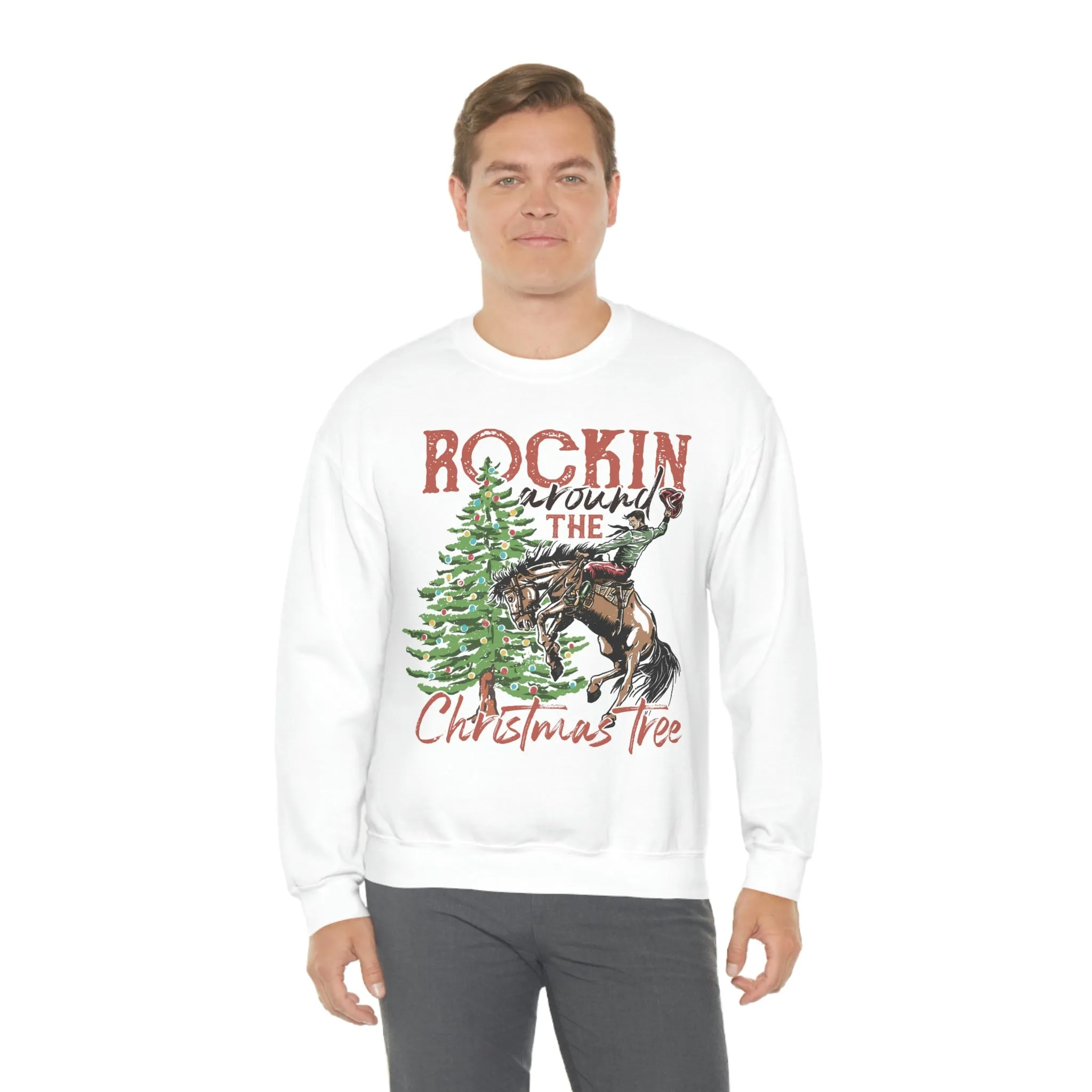 Country Christmas Rockin' around the Christmas Tree Women's Unisex Heavy Blend Crewneck Sweatshirt