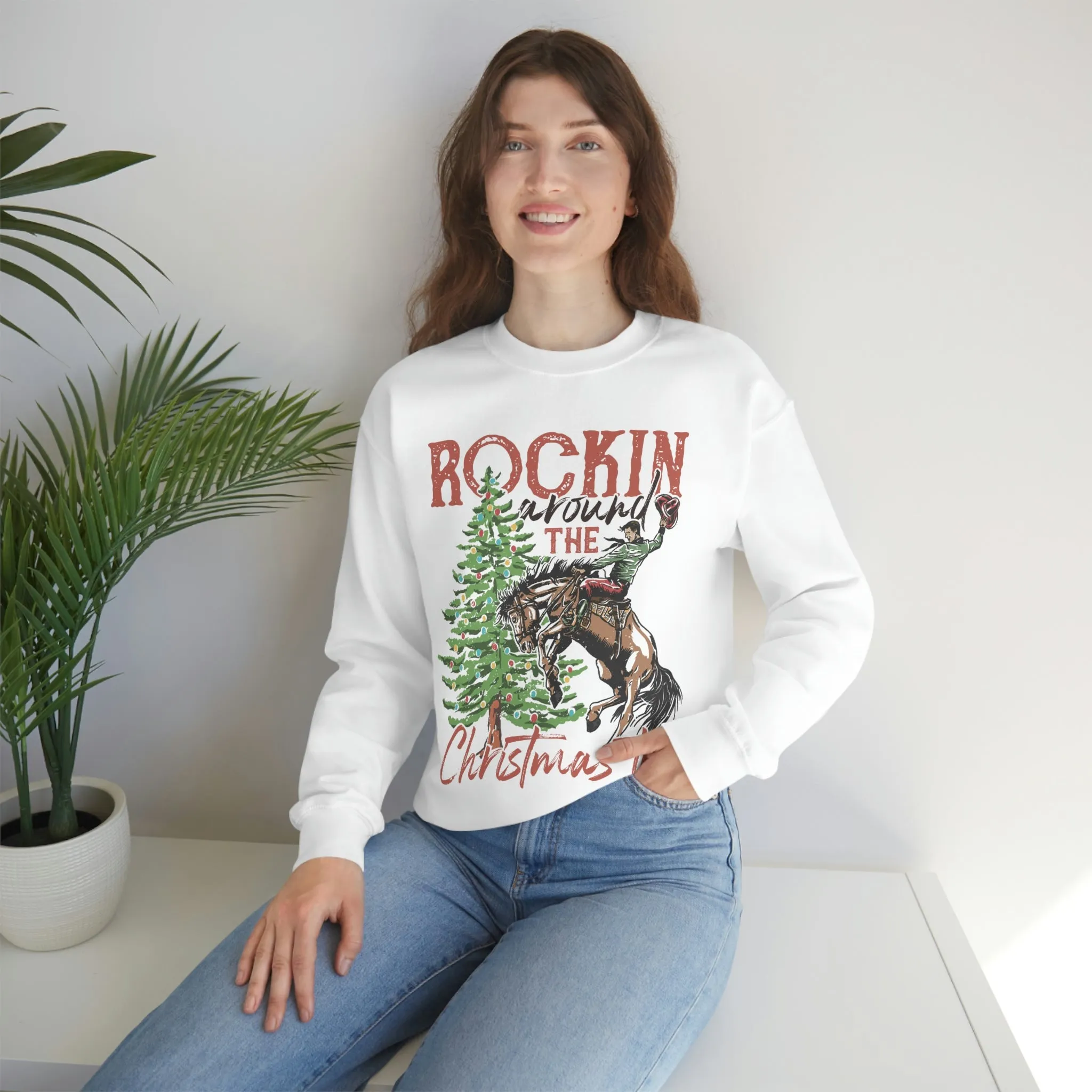 Country Christmas Rockin' around the Christmas Tree Women's Unisex Heavy Blend Crewneck Sweatshirt