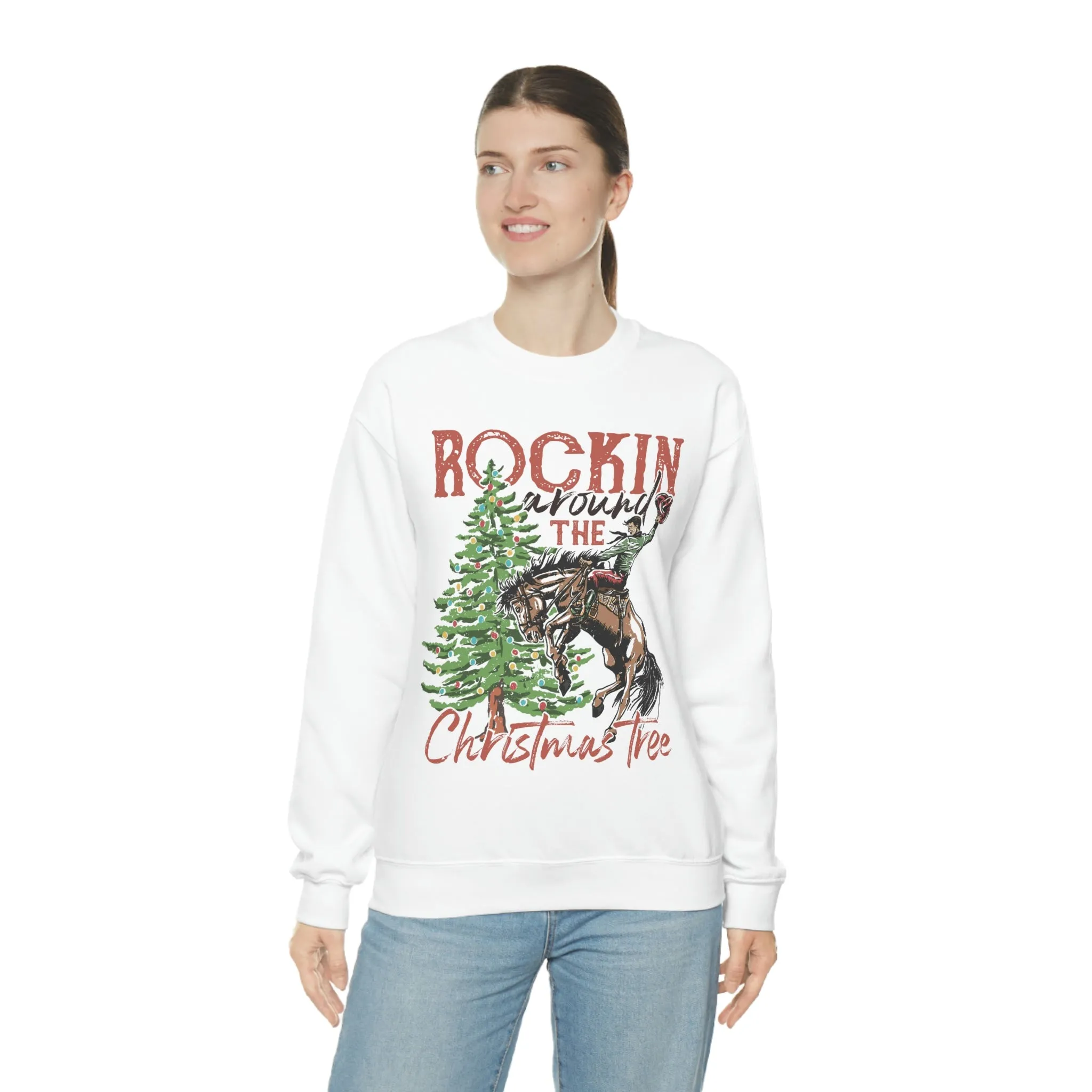 Country Christmas Rockin' around the Christmas Tree Women's Unisex Heavy Blend Crewneck Sweatshirt