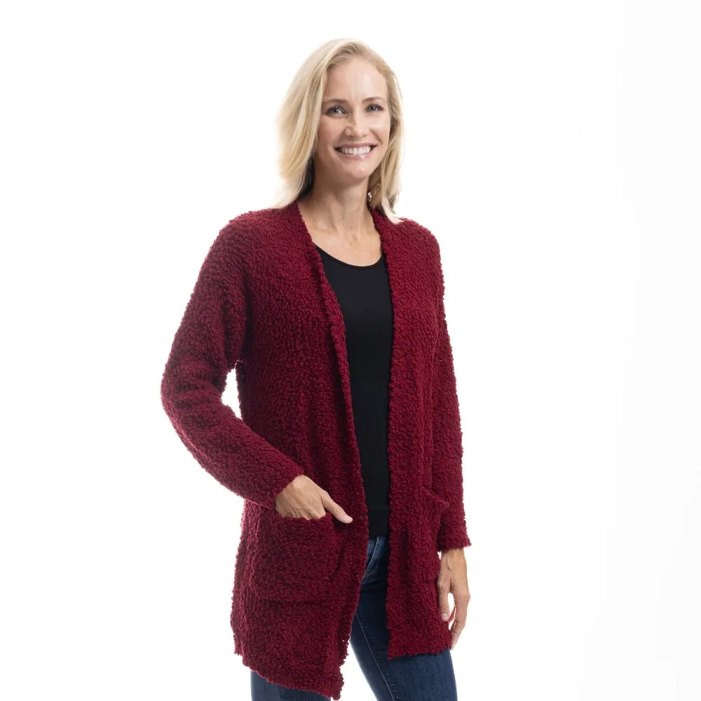 CozyLux Chenille Open Front Cardigan