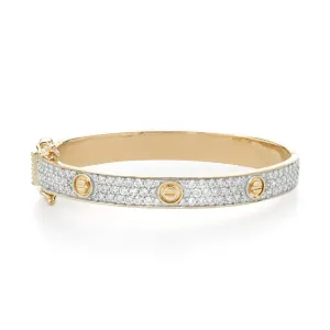 CZ Paved Gold Screw Bangle - Adults