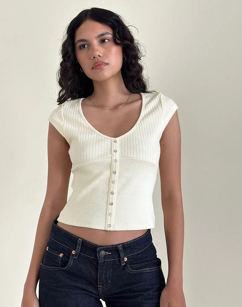 Dawira Button Through Top in Ivory