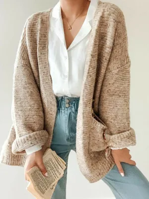 Fashion Casual Loose Pocket Long Sleeve Solid Color Sweater