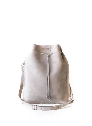 Gray Suede Pouch Bag