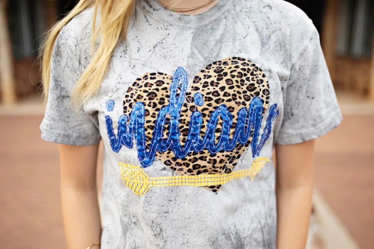 Leopard Heart, Sequin Team and Arrow Spirit Shirt on "Crackle tee" - 2021