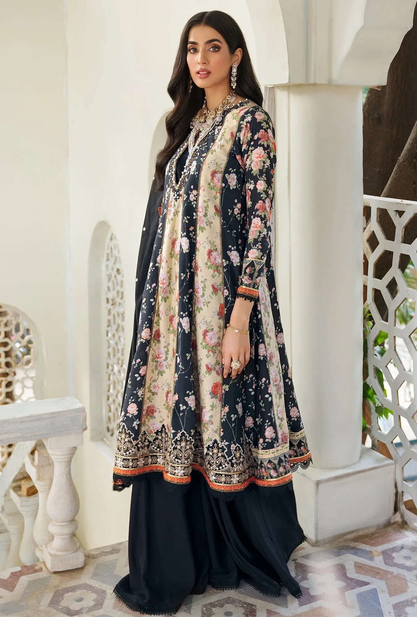 Noor by Saadia Asad Embroidered Prints Woolen Shawl Collection – D5-B-AROMA