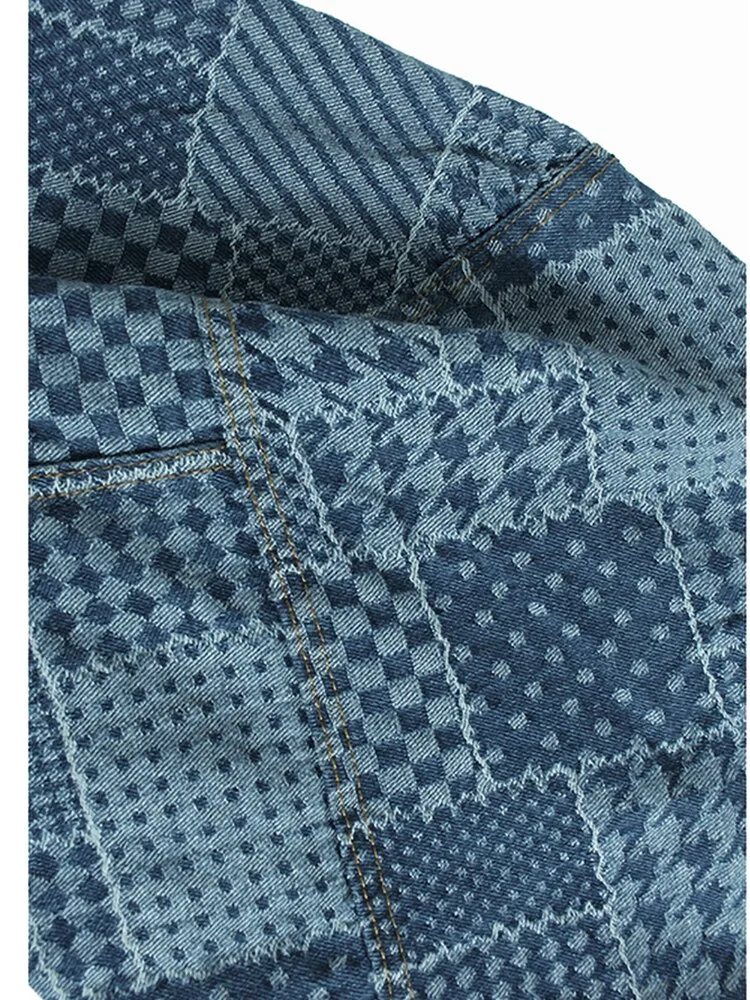 Pre Order:  Bohemian Plaid Longsleeve Denim Button Up Jacket