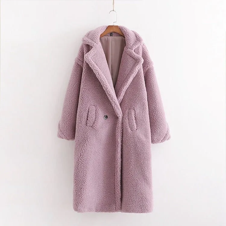 Pre Order:  Large Lapel Plush Winter Coat