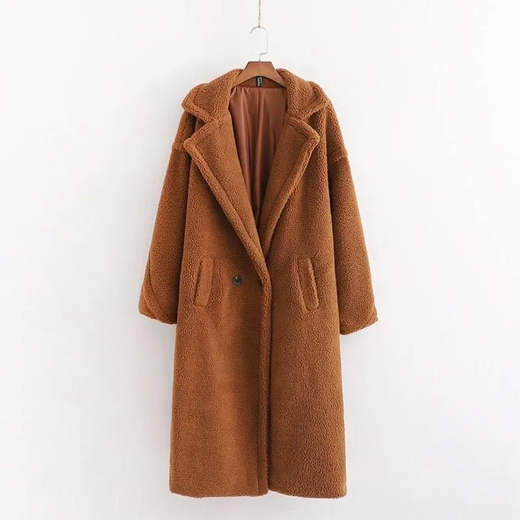 Pre Order:  Large Lapel Plush Winter Coat