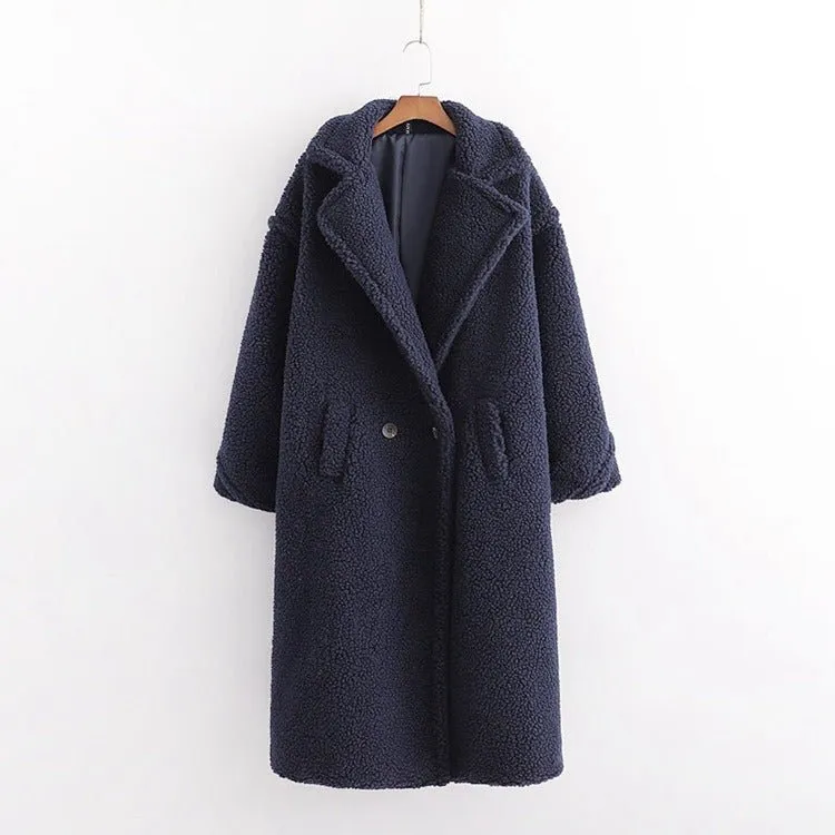 Pre Order:  Large Lapel Plush Winter Coat