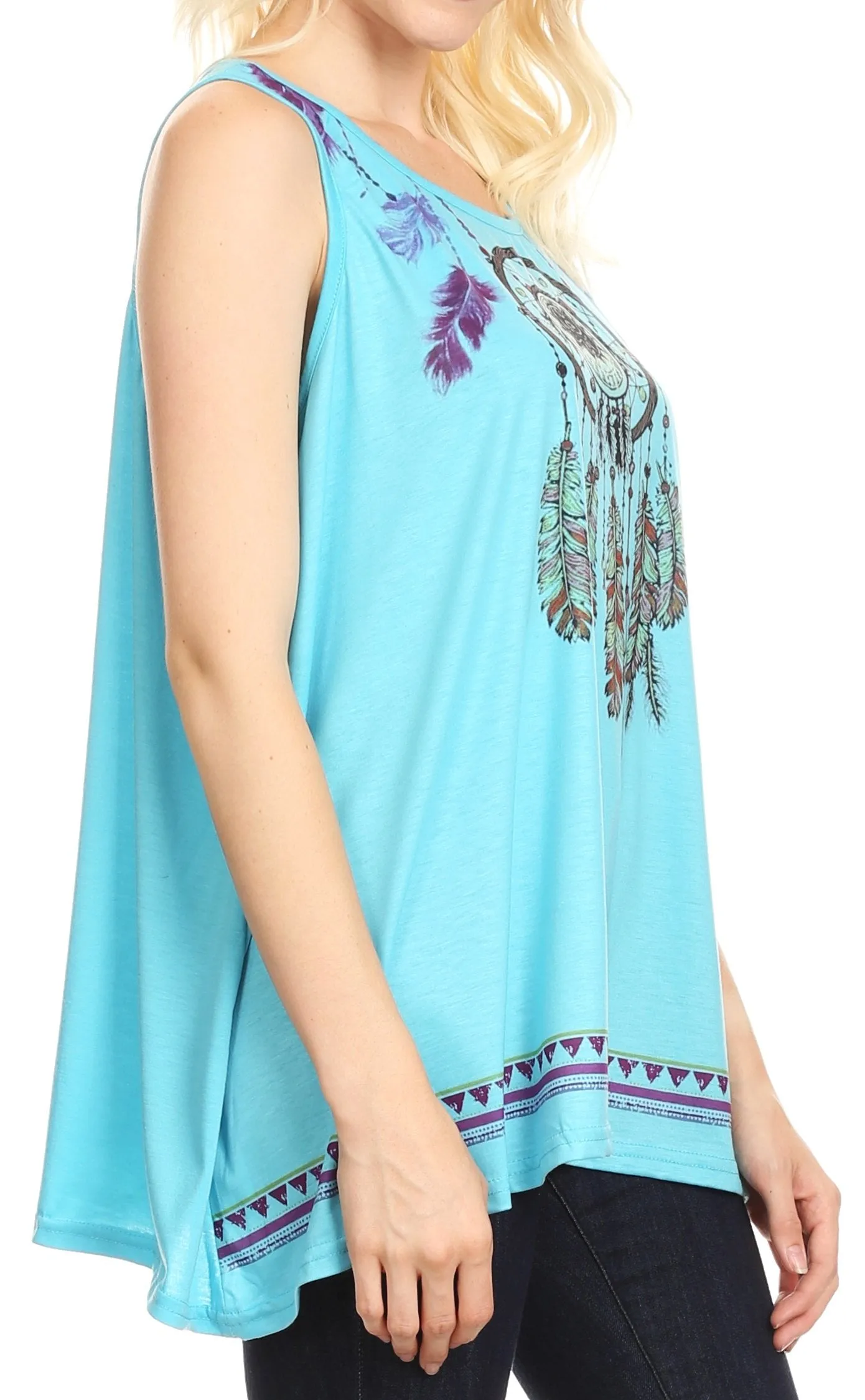 Sakkas Lucia Womens Summer Sleeveless Casual Tank Top Bohemian Print Soft Jersey