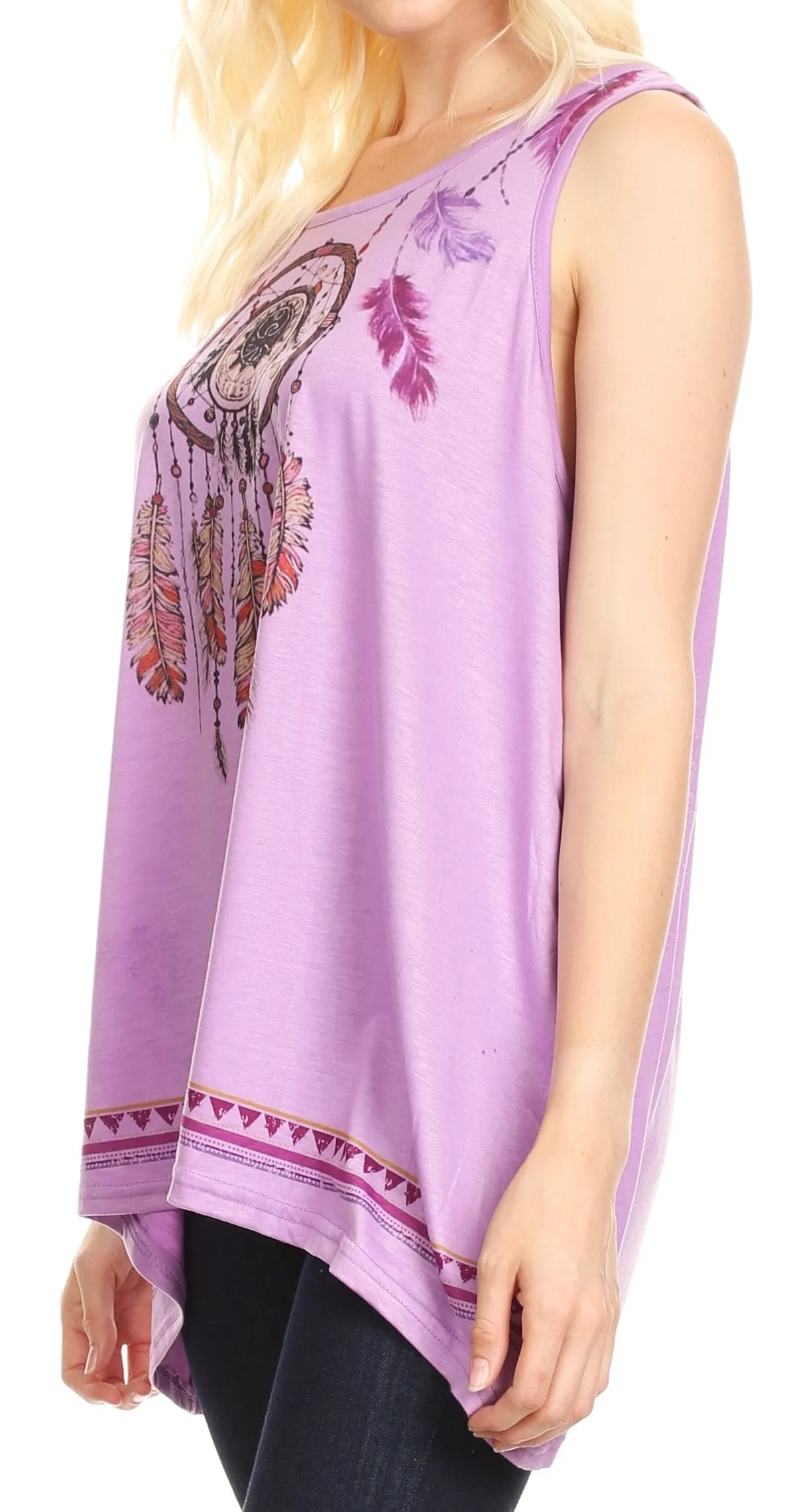 Sakkas Lucia Womens Summer Sleeveless Casual Tank Top Bohemian Print Soft Jersey