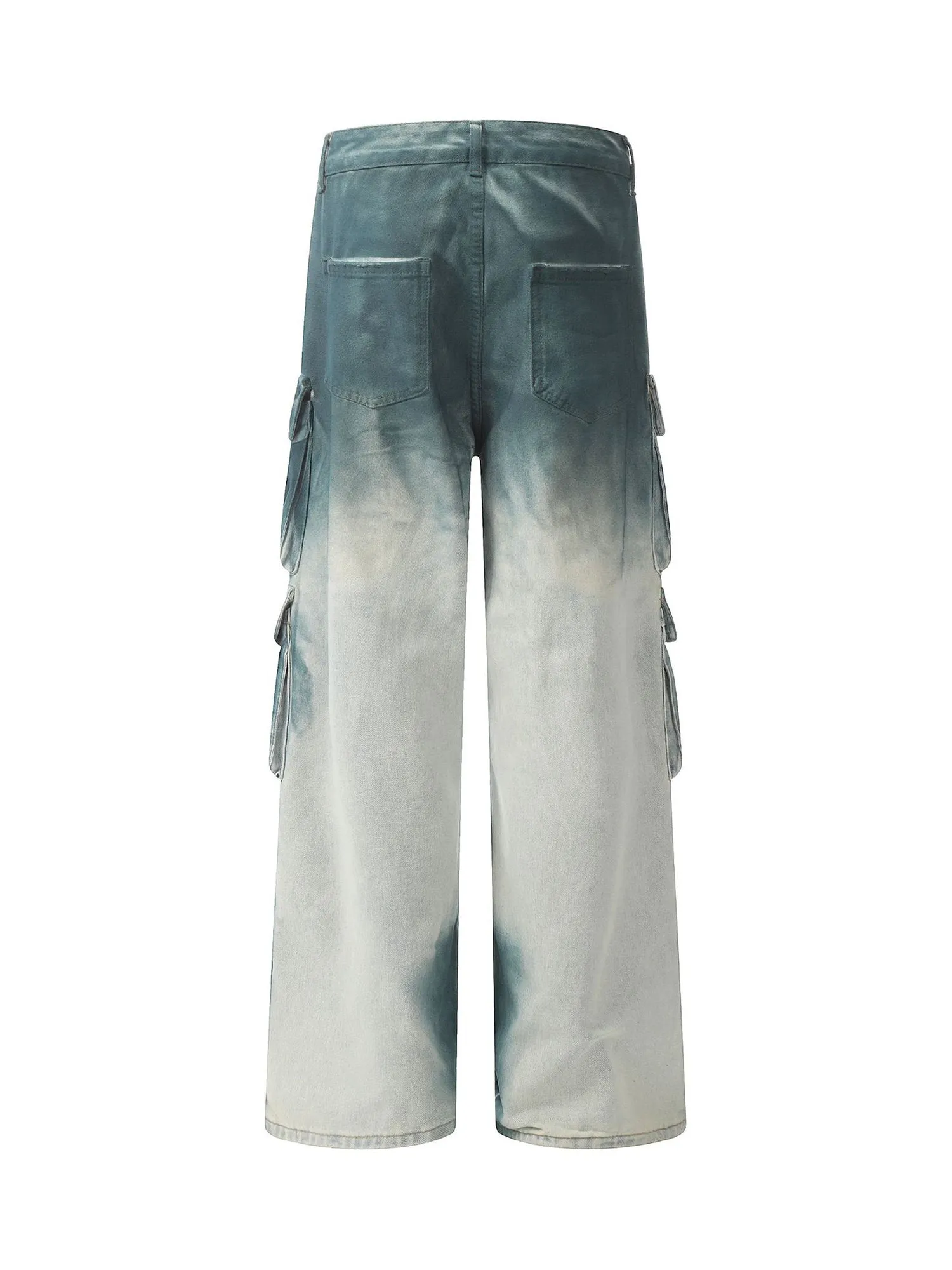 Thesupermade Gradient Dip Dye Wash Multi-Pocket Cargo Jeans