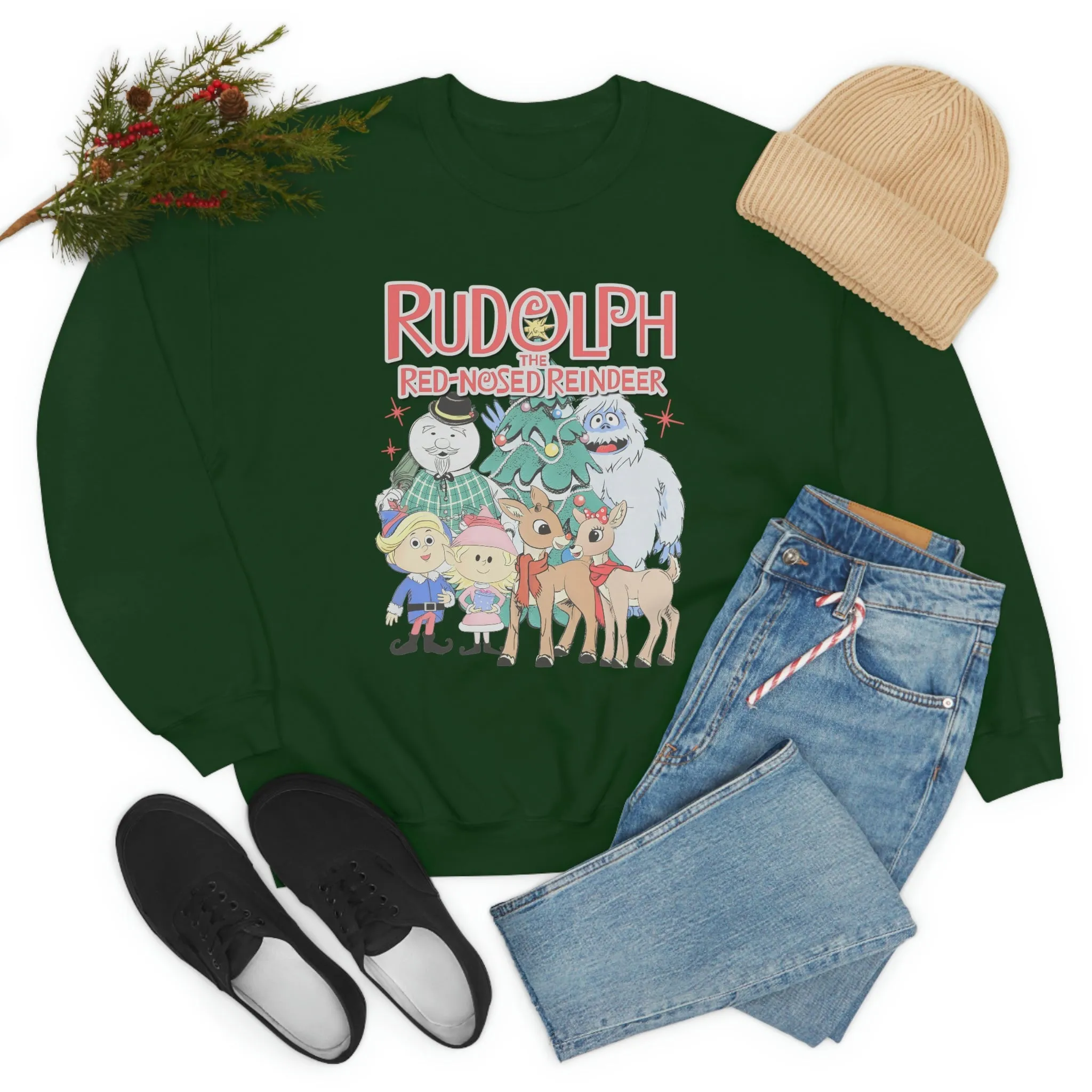 Throwback Rudolph Christmas Shirt Womens Unisex Heavy Blend Crewneck Sweatshirt