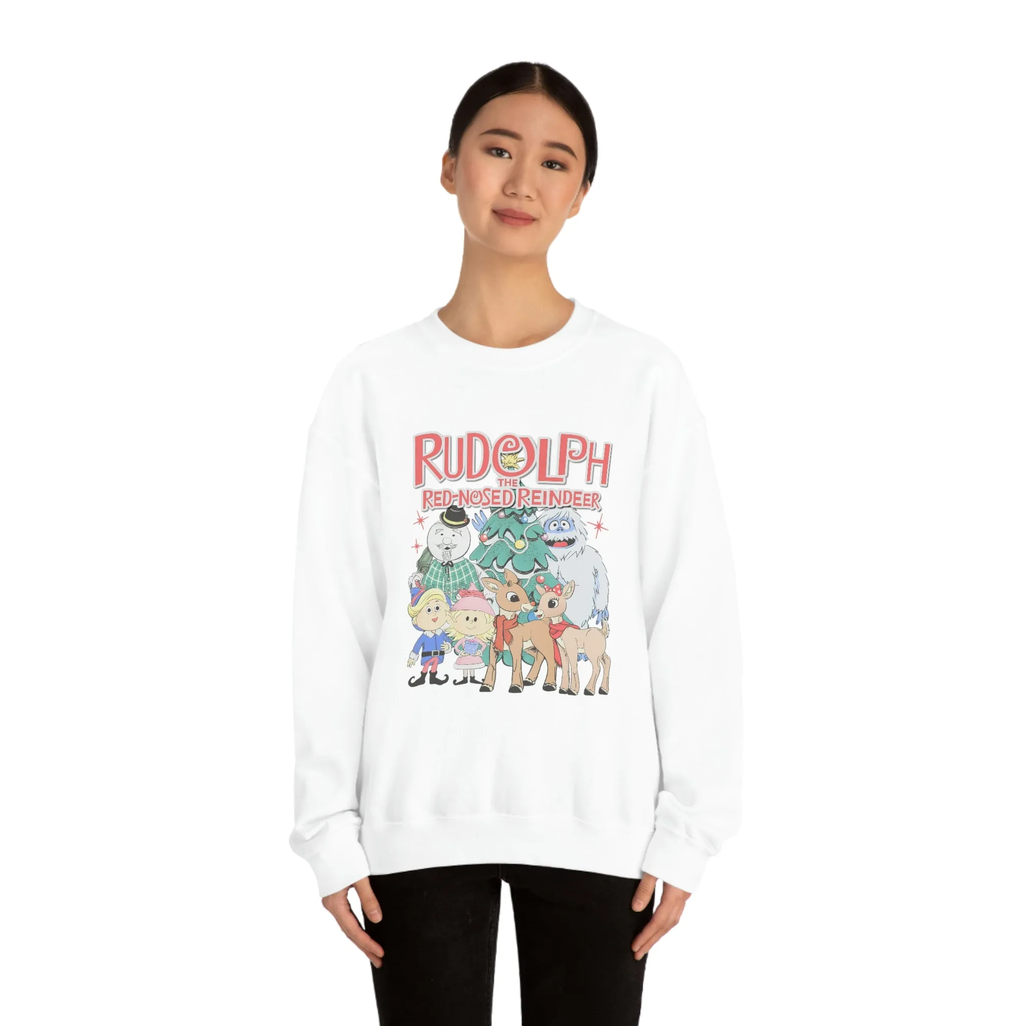 Throwback Rudolph Christmas Shirt Womens Unisex Heavy Blend Crewneck Sweatshirt