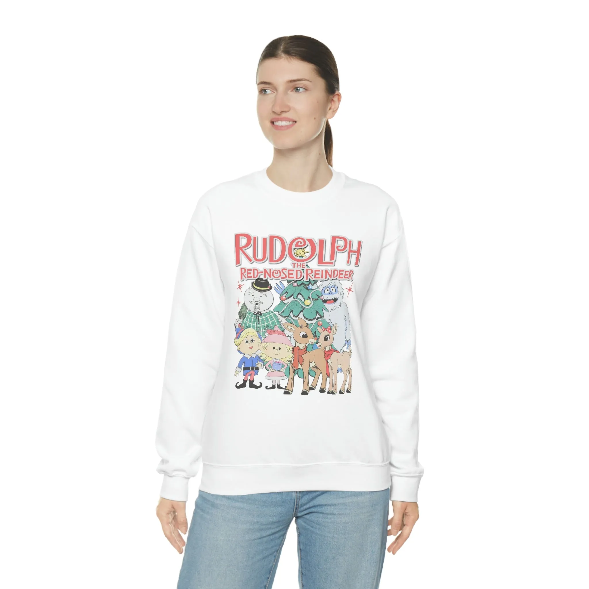 Throwback Rudolph Christmas Shirt Womens Unisex Heavy Blend Crewneck Sweatshirt