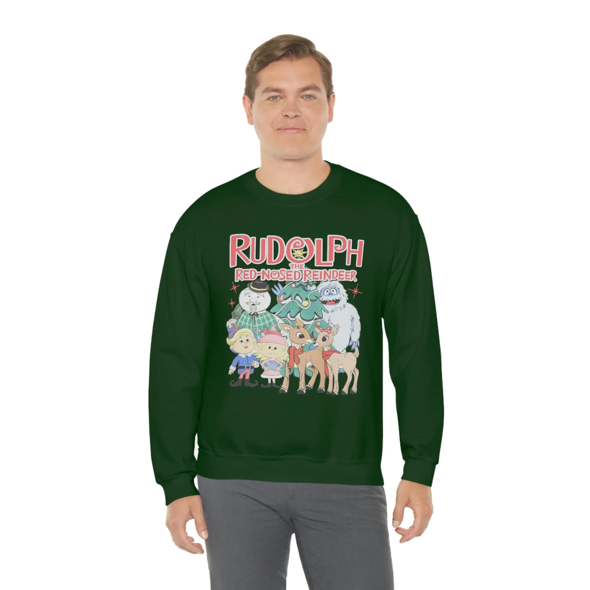 Throwback Rudolph Christmas Shirt Womens Unisex Heavy Blend Crewneck Sweatshirt