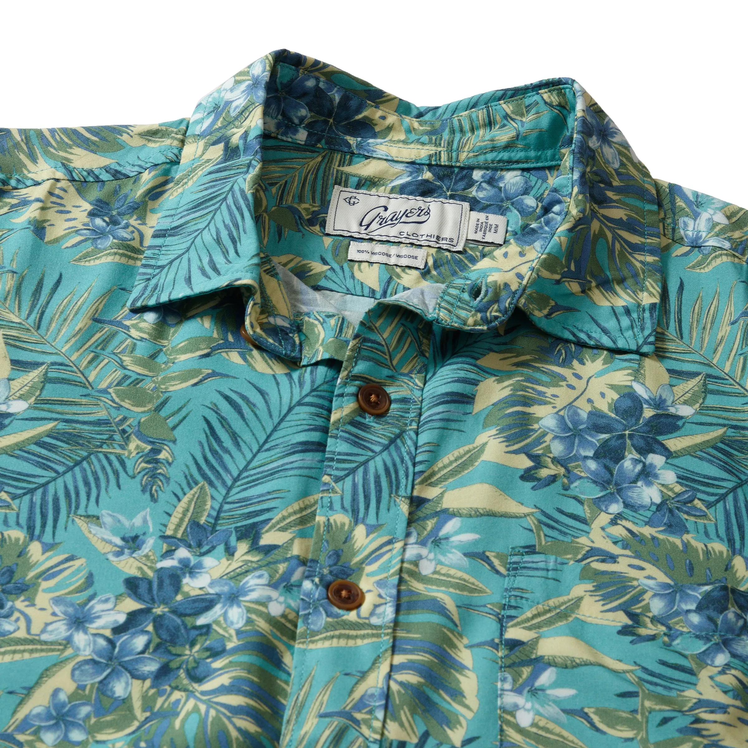 Vintage Hawaiian Shirt - Teal Yellow