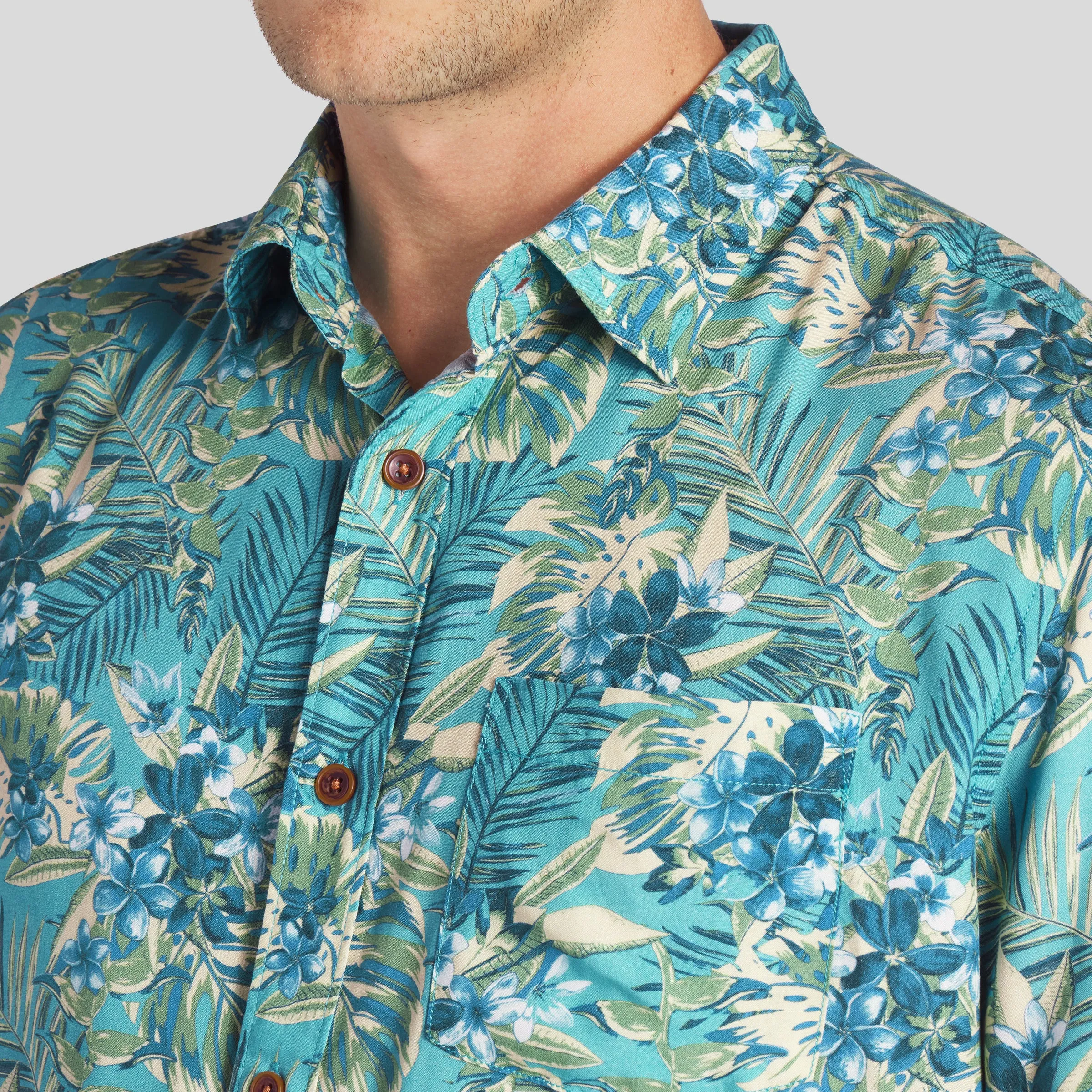 Vintage Hawaiian Shirt - Teal Yellow