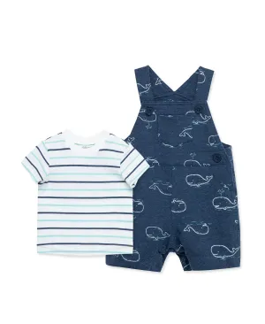 Whale Cotton Knit Shortall Set (3M-12M)