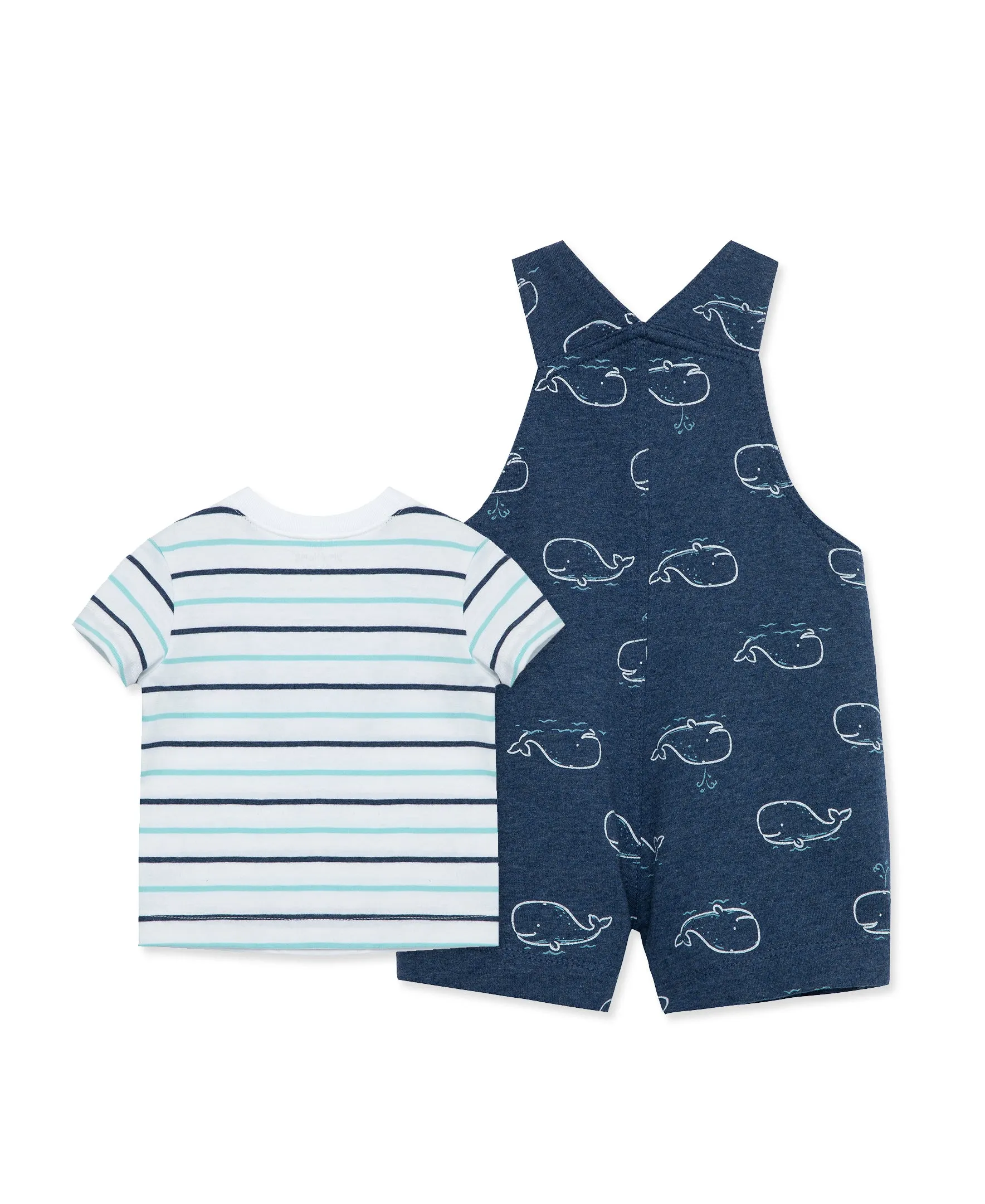 Whale Cotton Knit Shortall Set (3M-12M)