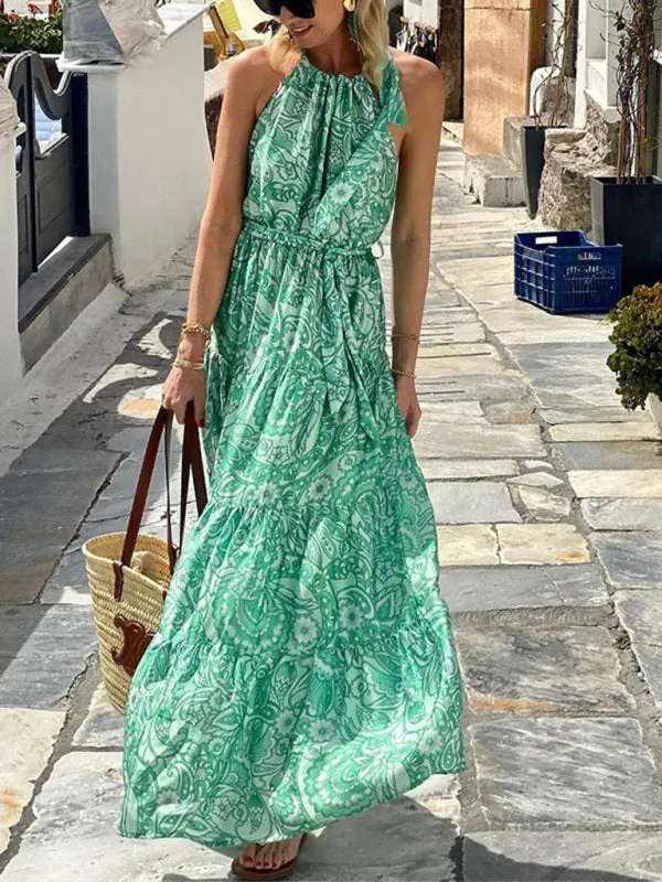 Women's Loose Sleeveless Bohemian Printed Long Dress